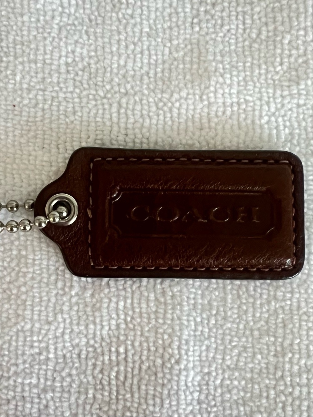 Coach Brown Leather Hang Tag Key Tag Keychain